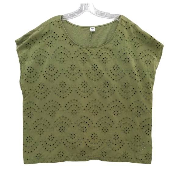 Old Navy Eyelet Top Olive Green Sleeveless‎ Blouse Casual Comfy XXL - Picture 1 of 9